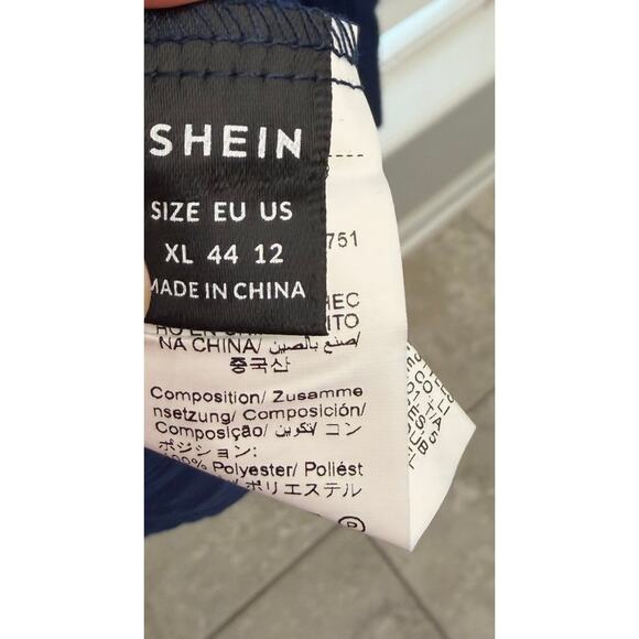 Shein Blue Dress XL Tiered Smocked Waist Flutter Sleeve. NWOT - Picture 4 of 4